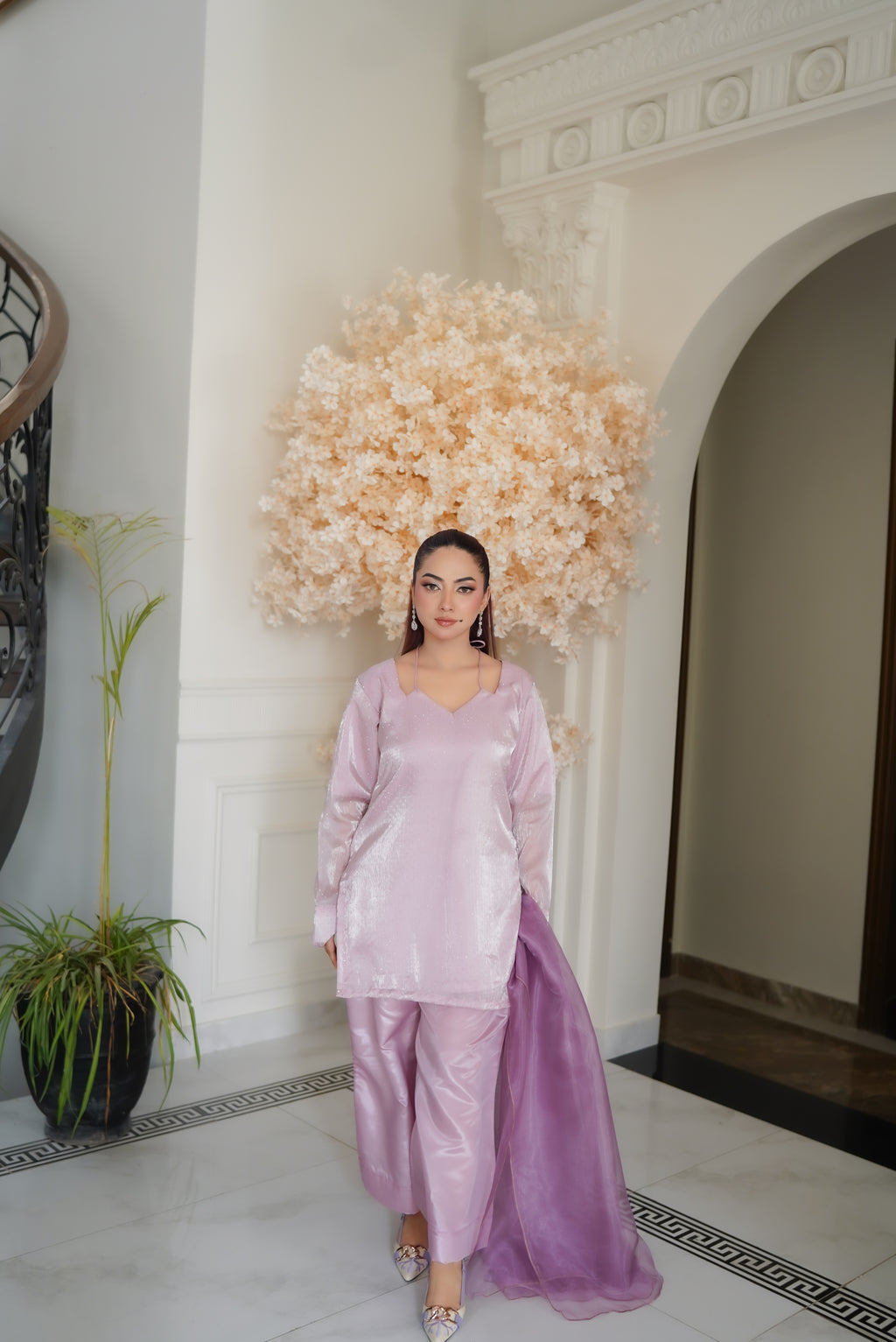 Blush Aura – Luxury Sheesha Silk Eid Outfit
