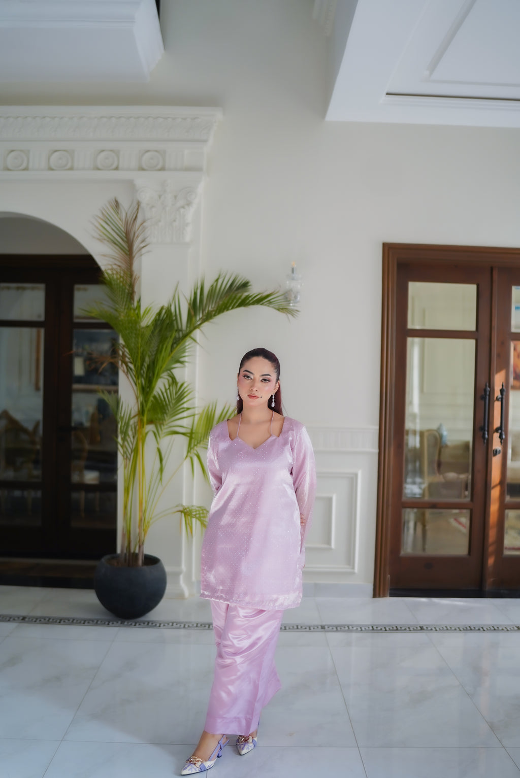 Blush Aura – Luxury Sheesha Silk Eid Outfit