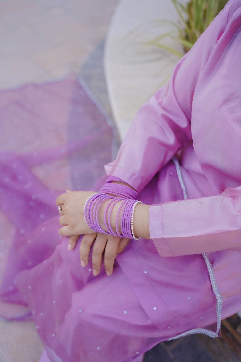 Rosy Glow – Sheesha Silk Kameez Shalwar Set with Rhinestone Organza Dupatta