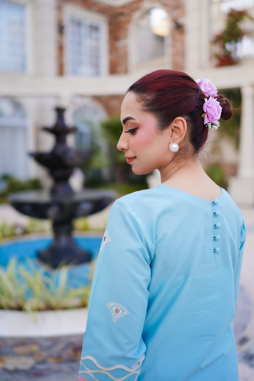 Sky Bloom – Sky Blue Embroidered Eid Lawn Suit with Dupatta