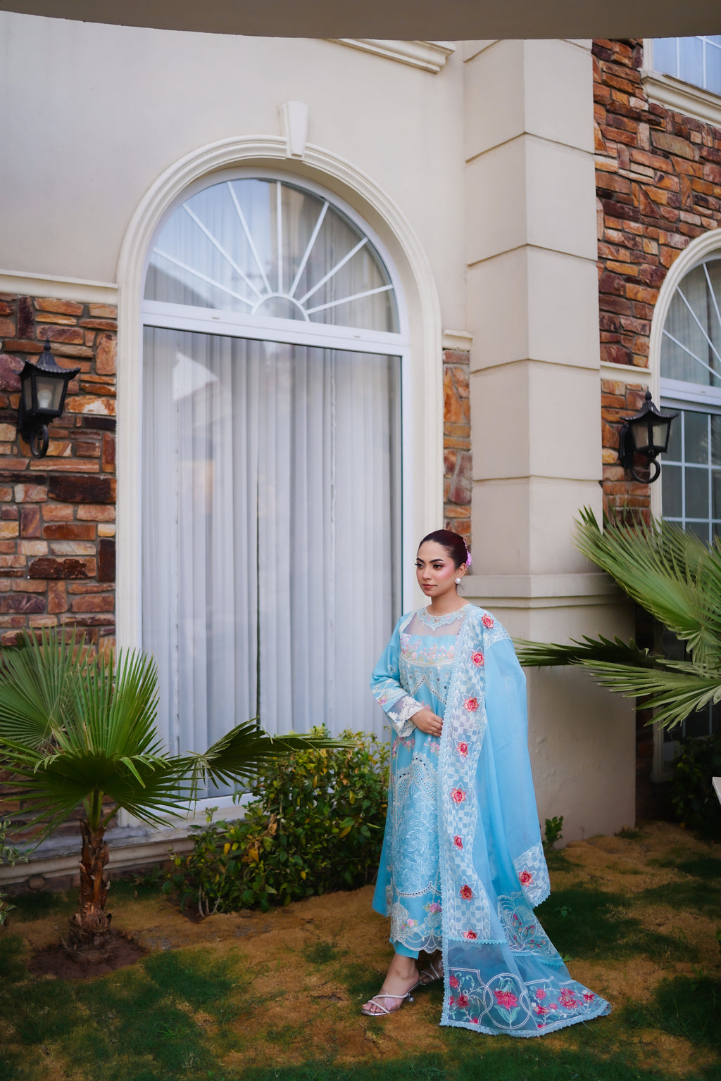 Sky Bloom – Sky Blue Embroidered Eid Lawn Suit with Dupatta