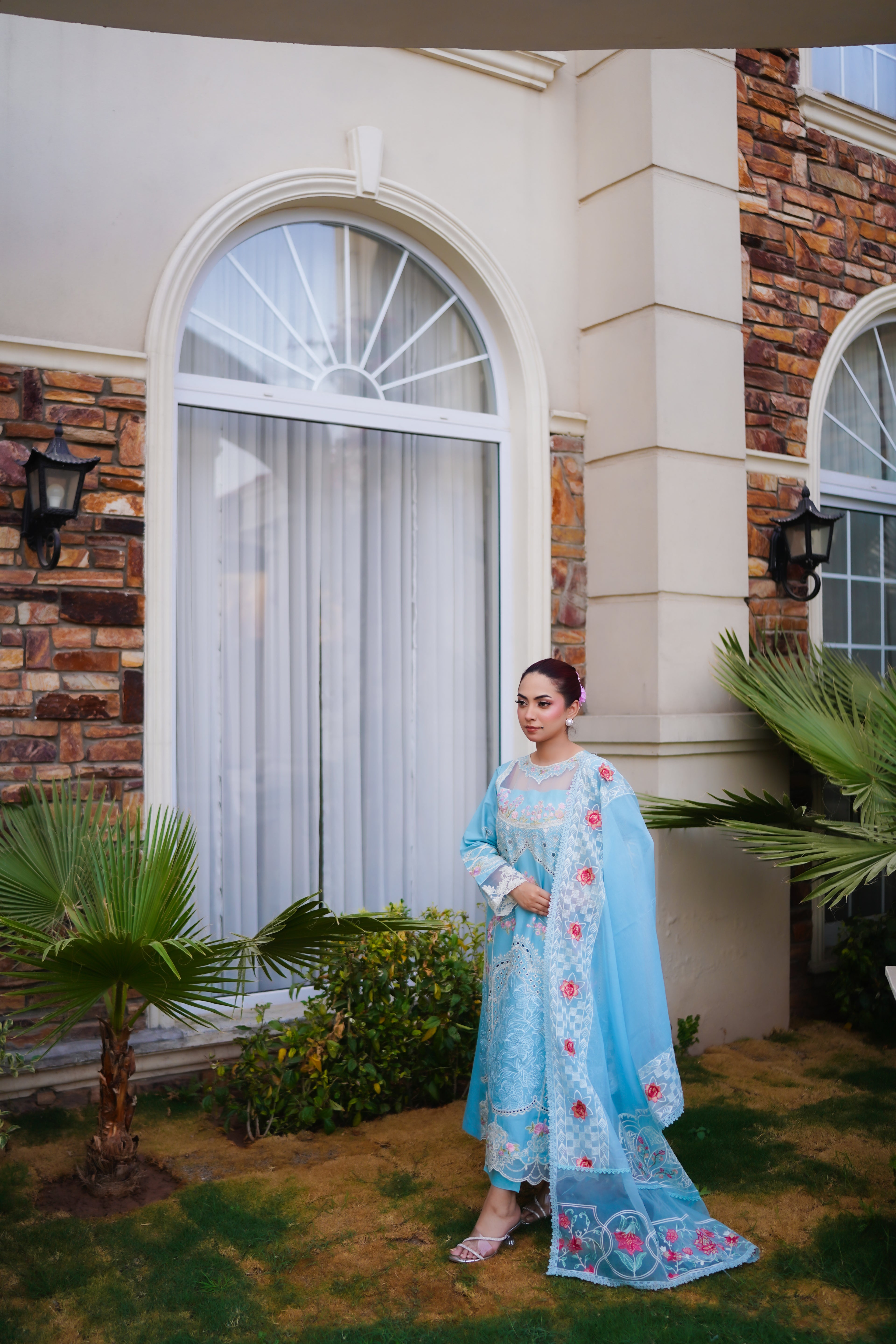 Sky Bloom – Sky Blue Embroidered Eid Lawn Suit with Dupatta