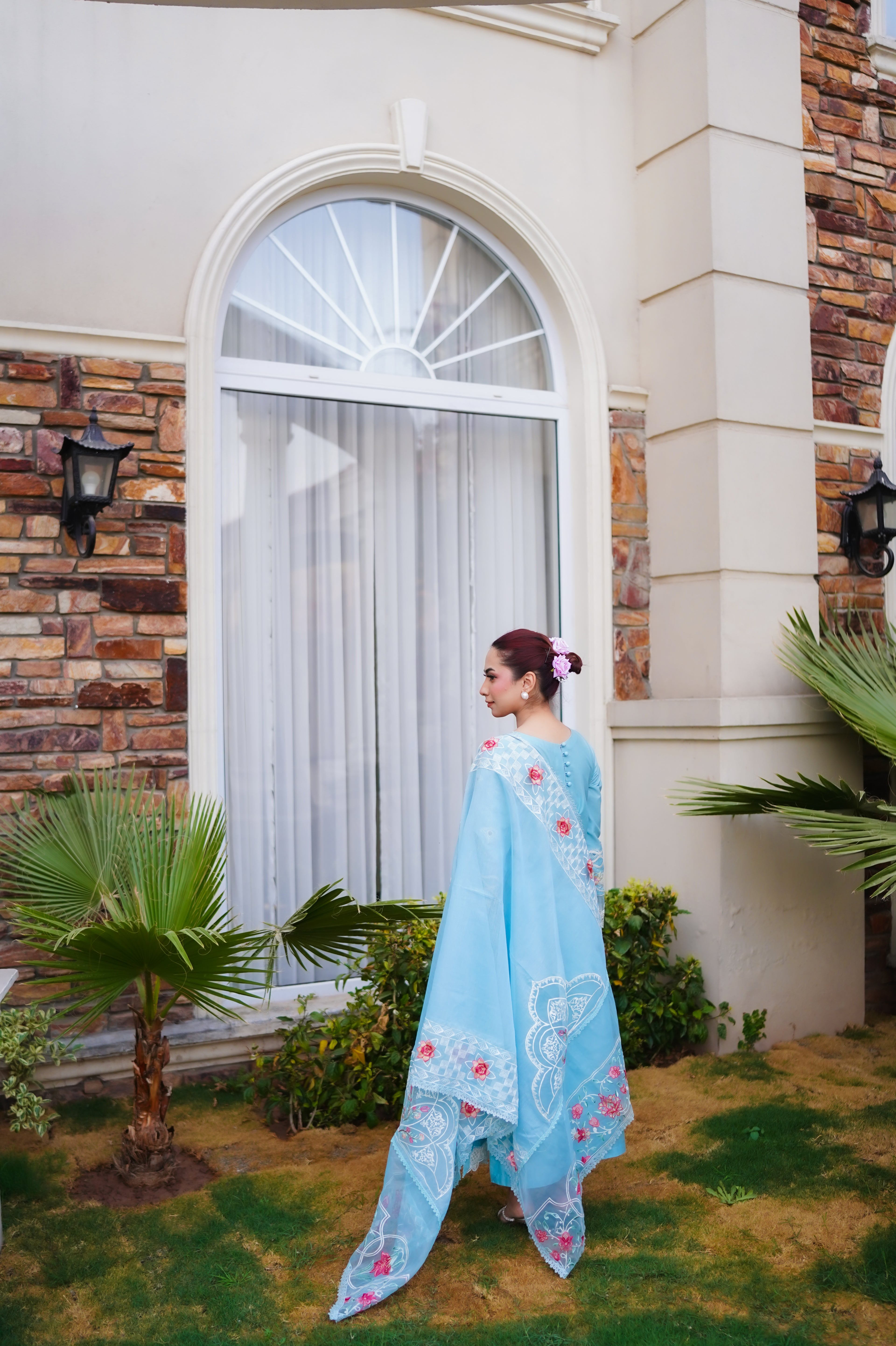 Sky Bloom – Sky Blue Embroidered Eid Lawn Suit with Dupatta